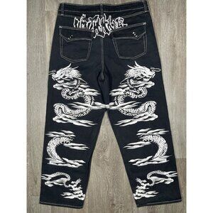 Y2K Ninth Hall Ambush Dragon Skater Baggy Black Jeans - Men Size 34